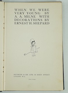 Milne, A.A - Winnie-The-Pooh. First Edition. num. illus (some full page, by Ernest H. Shepard), half title, pictorial map on e/ps.; original gilt-pictorial green cloth & gilt top, cr.8vo. 1926; Milne, A.A. - The House at